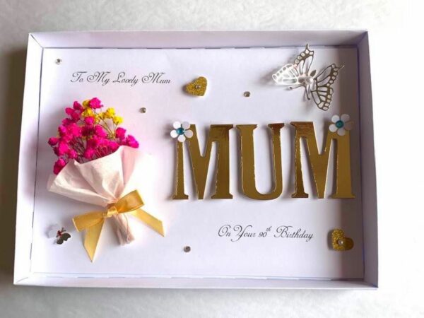 Luxury Personalised Handmade Birthday Card, Mini Dried Flower Bouquet Card with Box C423 - main product image