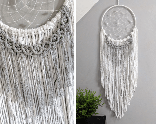 Large Dreamcatcher White Grey Boho Home Decor Bedroom Nursery Wall Hanging - main product image