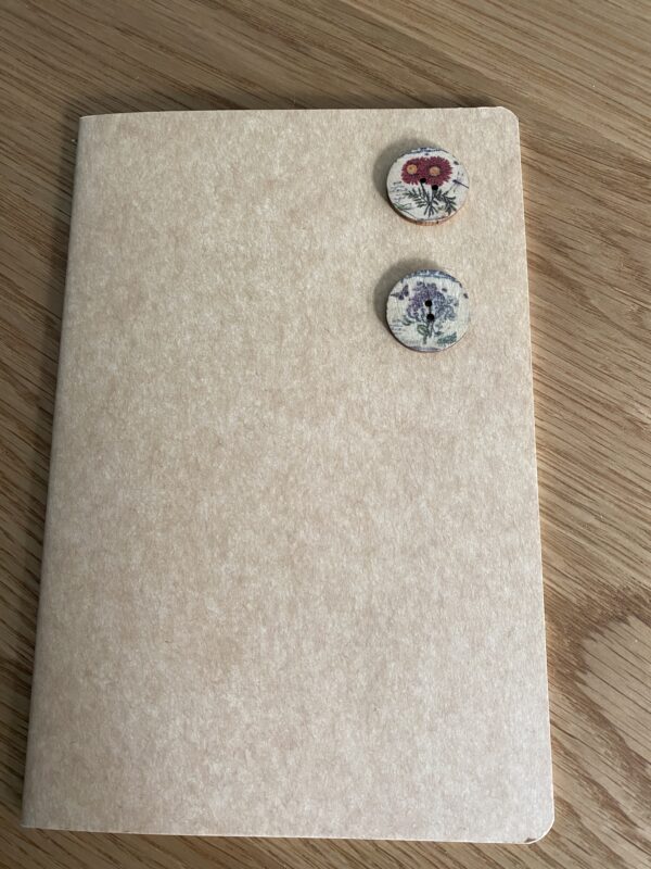 Unique Design A5 Size Beige Notebook/Journal/Sketchbook with Shabby Chic Wooden Buttons - product image 2