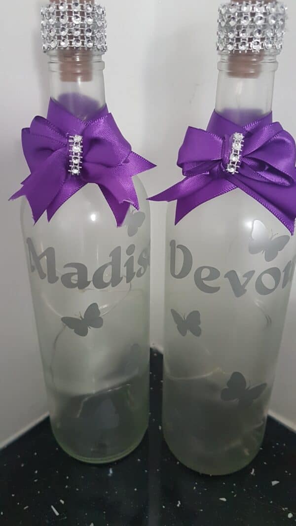 Personalised butterfly frosted light up bottle. - product image 2