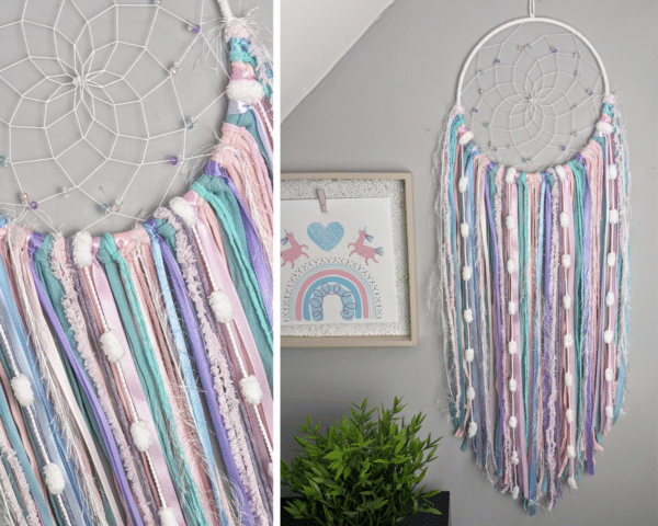 Large Dreamcatcher Pink Purple Blue Unicorn Dream Catcher Handmade Gift Home Decor Wall Hanging - main product image