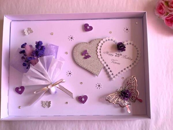 Handmade Personalised Card, Dried Flower Card, Mini Bouquet Card with Box C430 - main product image