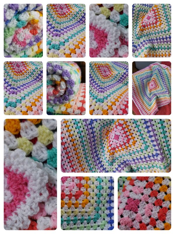 Wooly Dreamz Bespoke Blankets – Pastel Rainbow handmade Crochet Granny Square Baby Blanket - product image 2