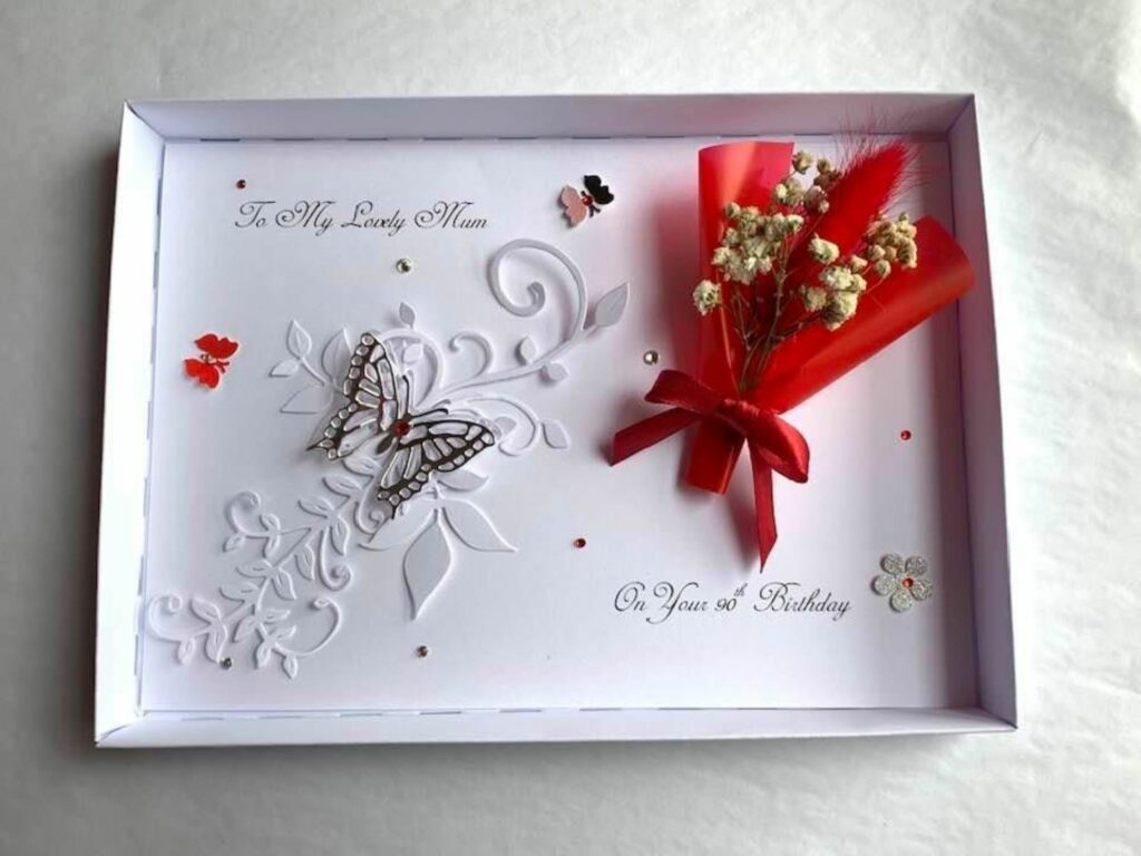 Personalised Handmade Birthday Card, 3D Luxury Dried Flower Birthday Card with BOX C424