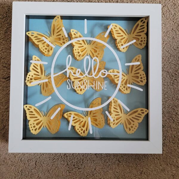 Hello SUNSHINE shadow box with 3D butterflies - main product image