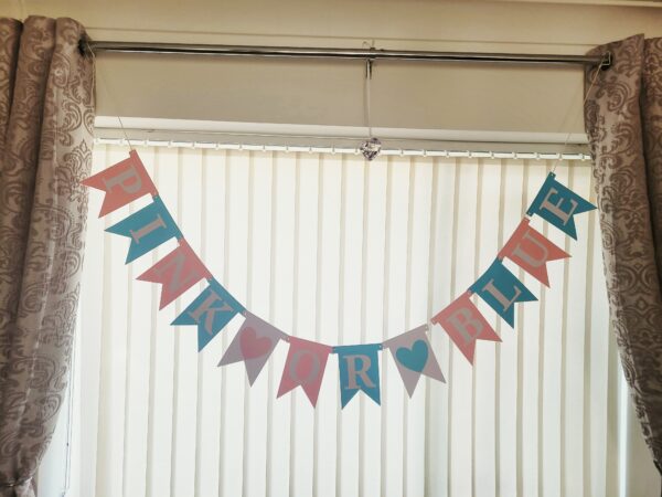 Handmade Personalised Gender Reveal Bunting ‘Pink or Blue’ - product image 2