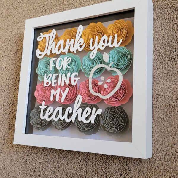 ‘Thank you for being my teacher’ Handmade Personalised Shadow Box With 3D flowers - product image 2