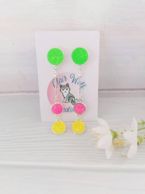 Neon Triple Drop Earrings - main product image