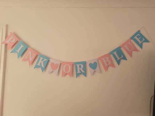 Handmade Personalised Gender Reveal Bunting ‘Pink or Blue’ - main product image