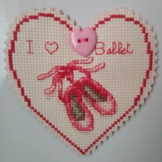 I Love Ballet Cross Stitch Fridge Magnet - product image 2