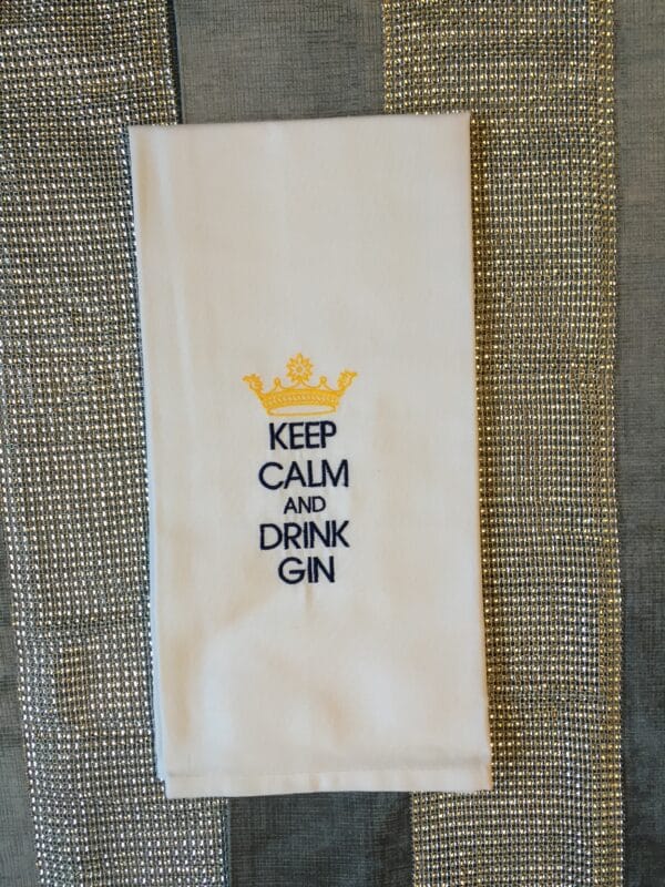 ‘Keep Calm’ Embroidered Tea Towel - product image 2