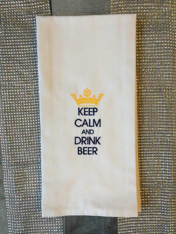 ‘Keep Calm’ Embroidered Tea Towel - product image 3