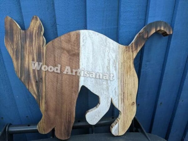 Handmade rustic wood Cat plaque - main product image