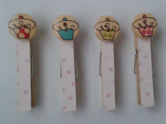 Cupcakes – Set of 4 Magnetic Pegs – Great for Fridge or Noticeboard - main product image