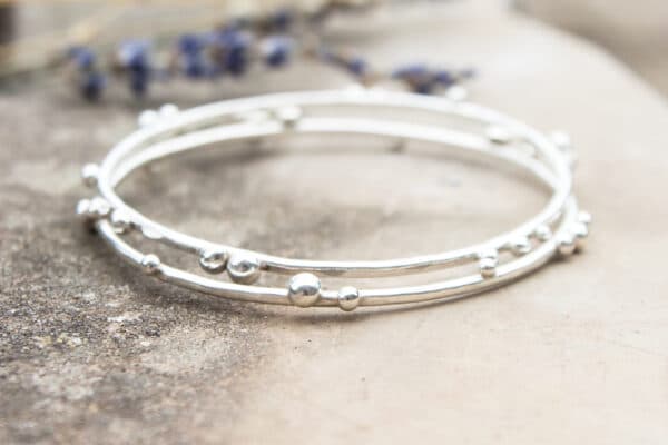 Recycled Silver Pebble Stacking Bangle - main product image