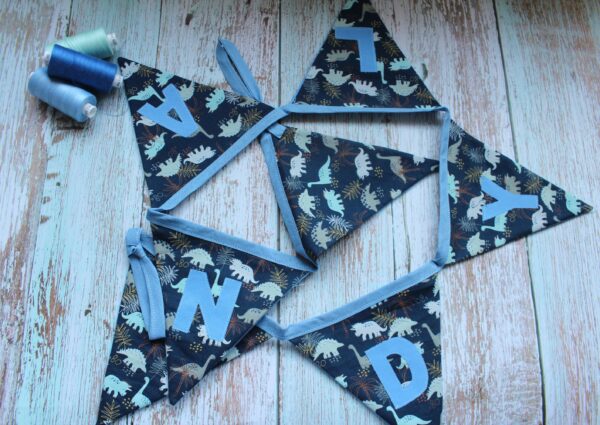 Personalised dinosaur bunting (names with 2-6 letters) - main product image