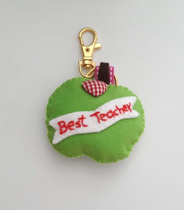 Best Teacher felt apple key ring. - main product image