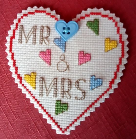 Mr and Mrs Cross Stitch Fridge Magnet - main product image