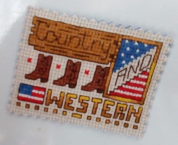 Country and Western Cross Stitch Fridge Magnet - main product image