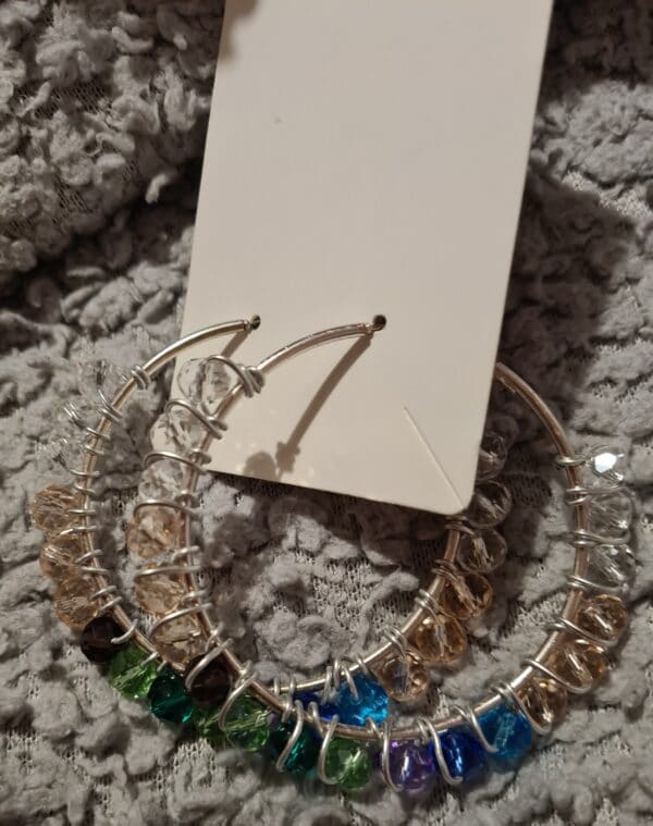 Statement hoop earrings with glass beads - product image 2