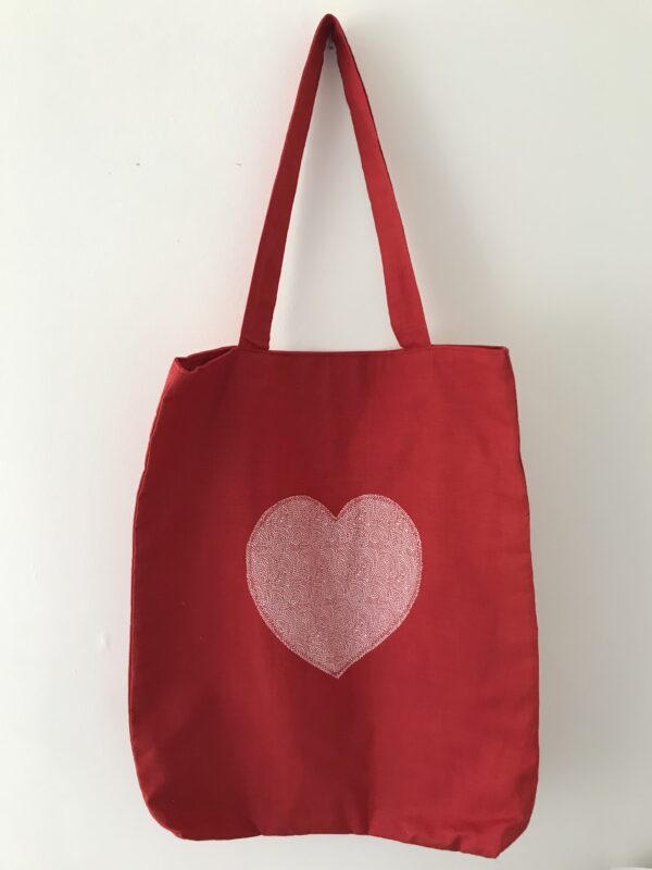 Cotton Lined Tote Bag, Red - main product image