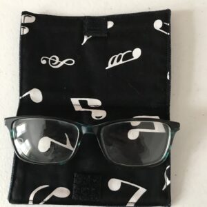 Soft glasses case with music notes lining