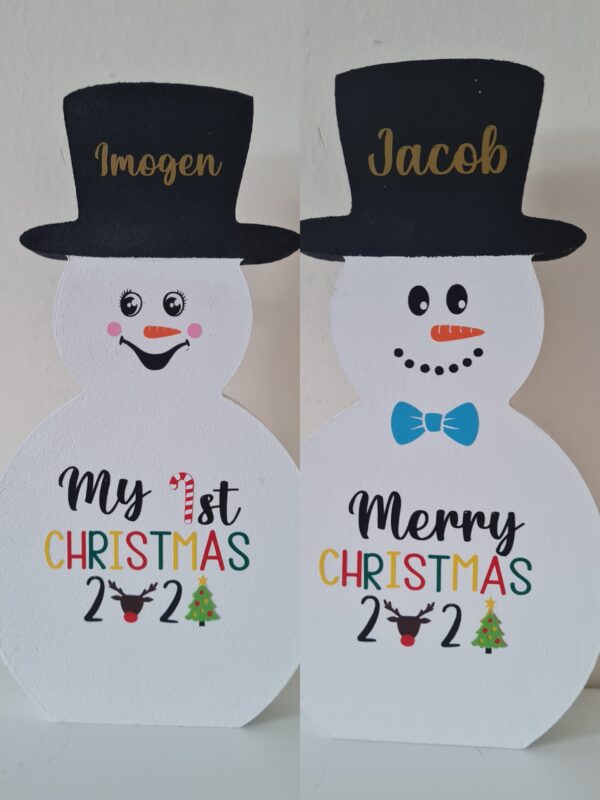 Personalized Wooden snowman - main product image