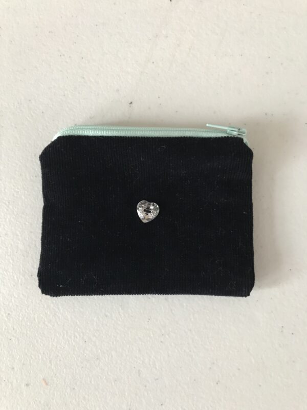 Navy coin purse with mint green zipper - main product image