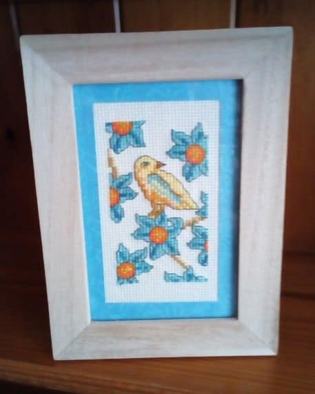 Blue & Orange Bird Cross Stitch Picture - main product image