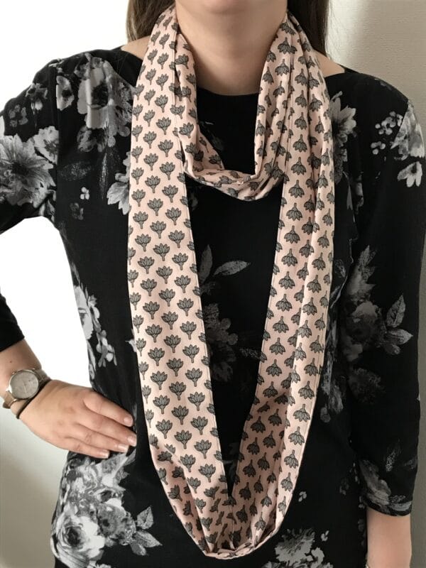 Pink and grey infinity scarf - main product image