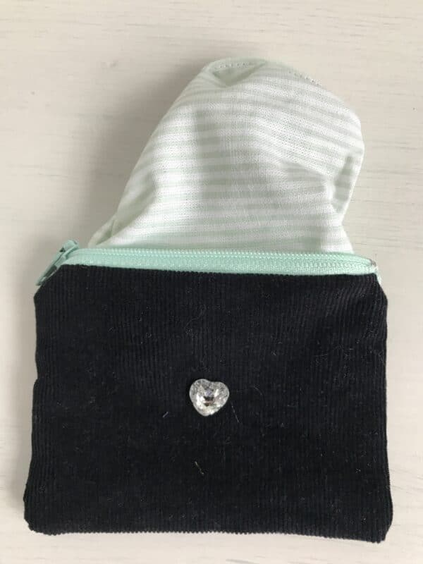 Navy coin purse with mint green zipper - product image 2