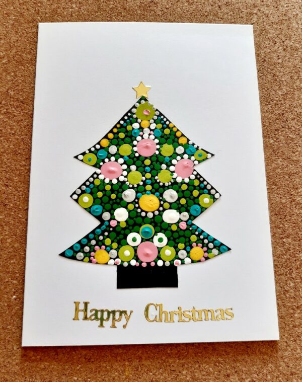 Handpainted Christmas card tree. - main product image