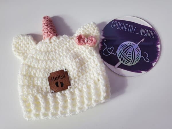 Crocheted unicorn hat. - main product image