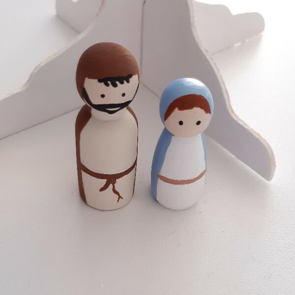 Hand painted set of 7 Nativity peg dolls. - product image 2