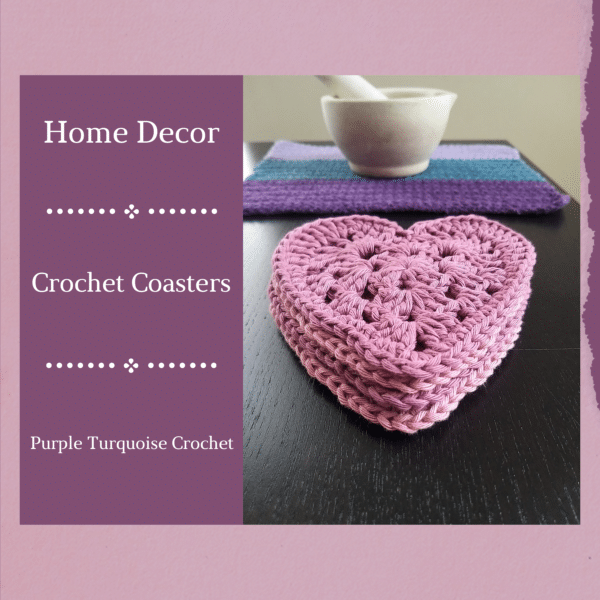 Set of 4 Crochet Heart Coasters - main product image