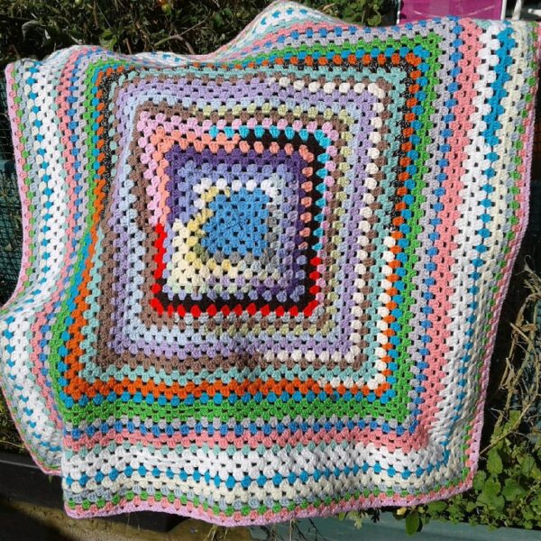 Unisex Granny Square Scrappy Lap Blanket - main product image