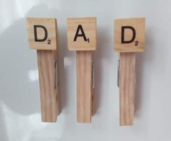 Dad Set of 3 Magnetic Pegs – Wood Grain Effect – Fridge or Noticeboard Magnets - main product image