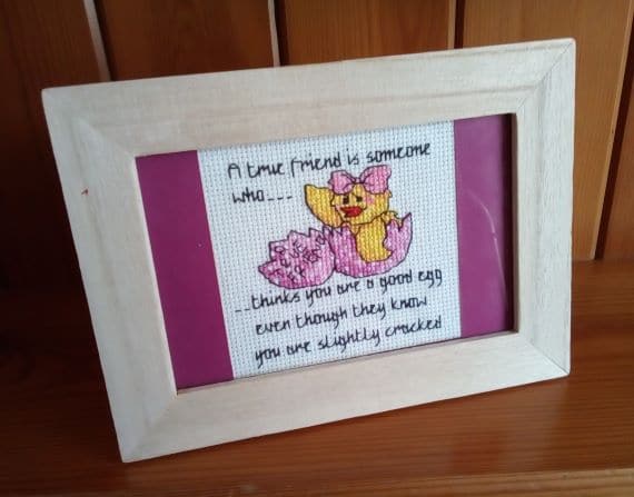 A True Friend is Someone Who… Cross Stitch Picture in Wooden Frame - main product image