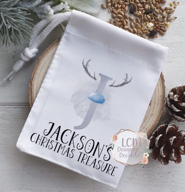 Personalised Christmas Treasure Bag Silver & Blue - main product image