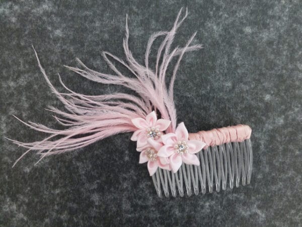 Hair comb – pink diamante flowers - main product image