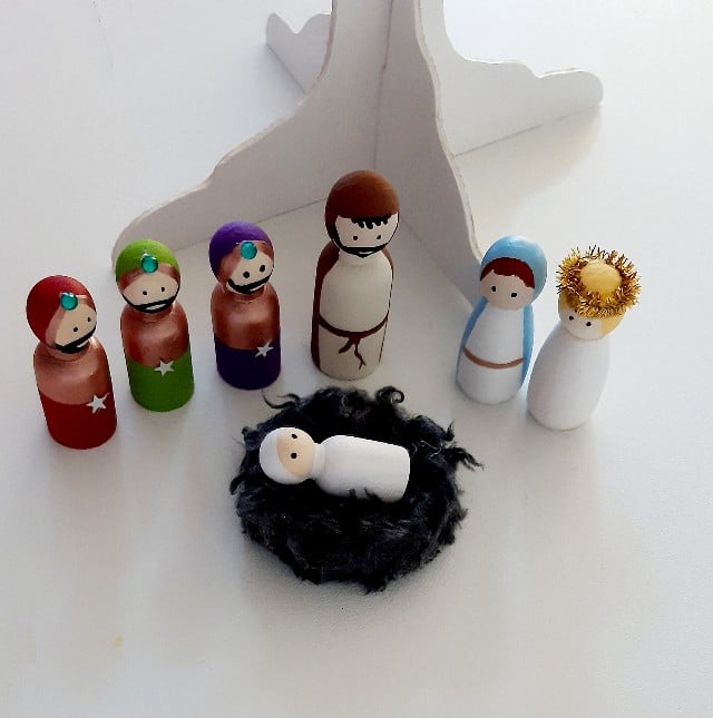 Hand painted set of Nativity peg • Made By Mums