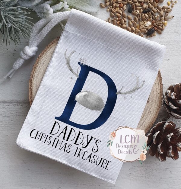 Personalised Christmas Treasure Bag Navy & Silver - main product image