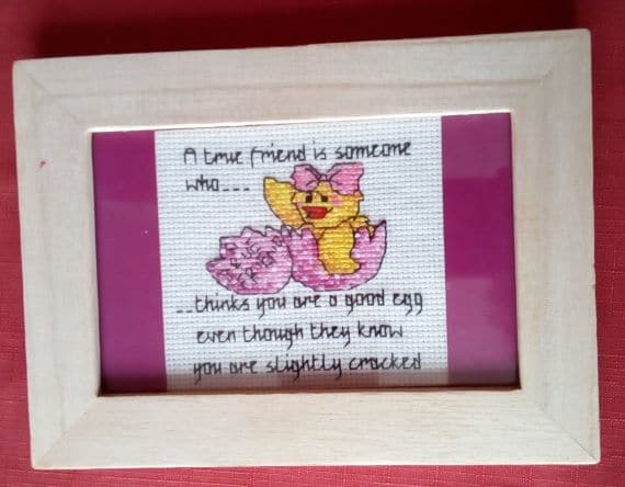 A True Friend is Someone Who… Cross Stitch Picture in Wooden Frame - product image 3