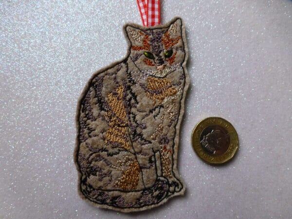 Bengal cat embroidered hanging decoration - main product image