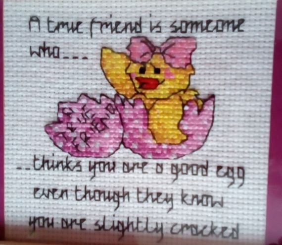 A True Friend is Someone Who… Cross Stitch Picture in Wooden Frame - product image 5