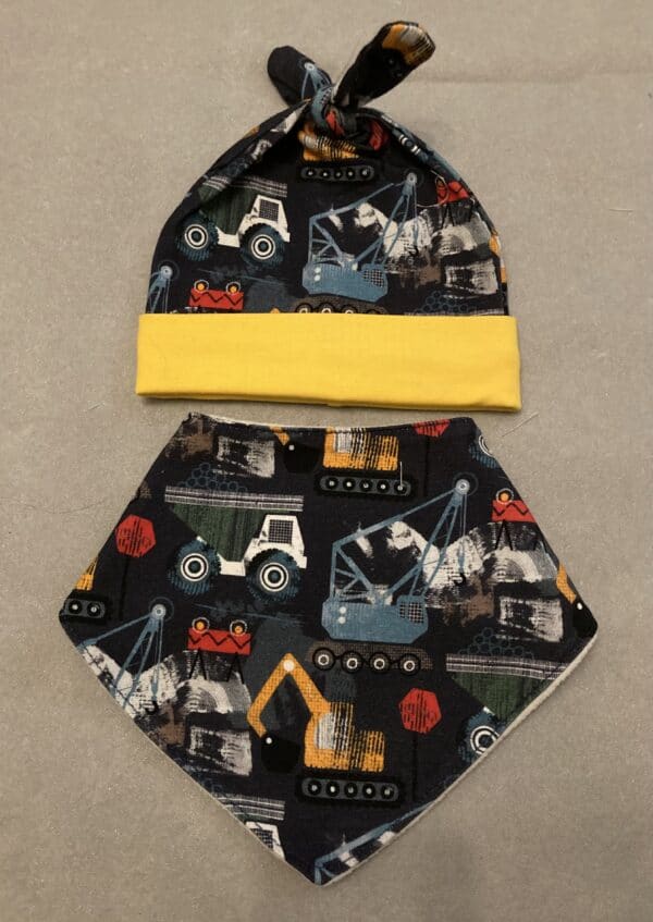 Up to month hat and bib set (construction print) - main product image