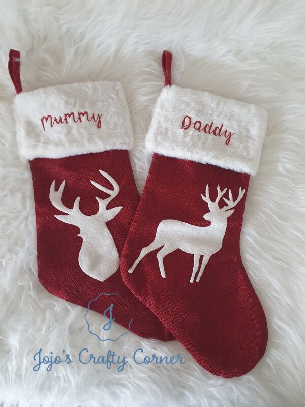 Personalised Christmas stocking with Stag applique - product image 2