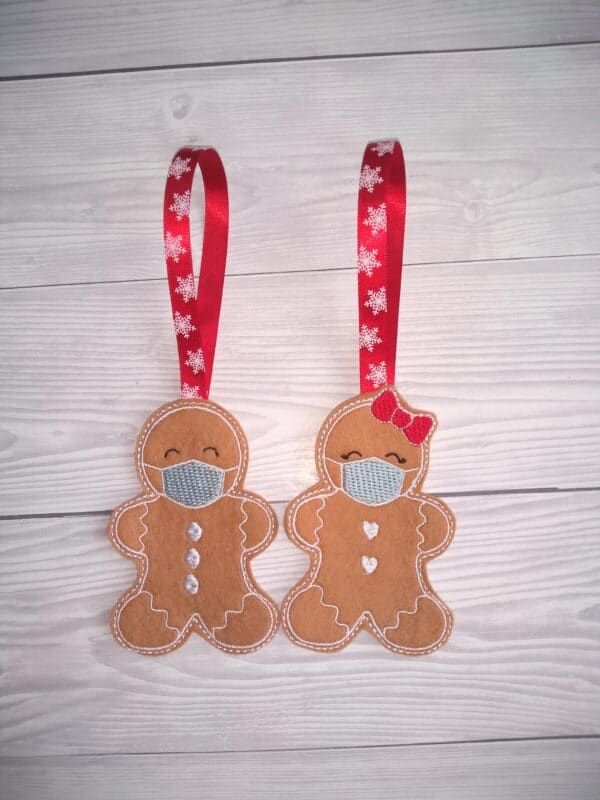 Gingerbread with face mask christmas decoration - main product image