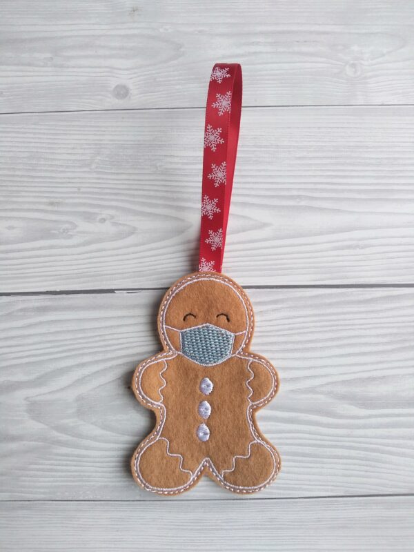 Gingerbread with face mask christmas decoration - product image 2