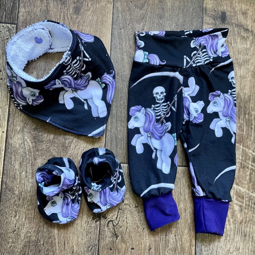 Unique Halloween Baby leggings, booties and bib gift set age 0-6 months